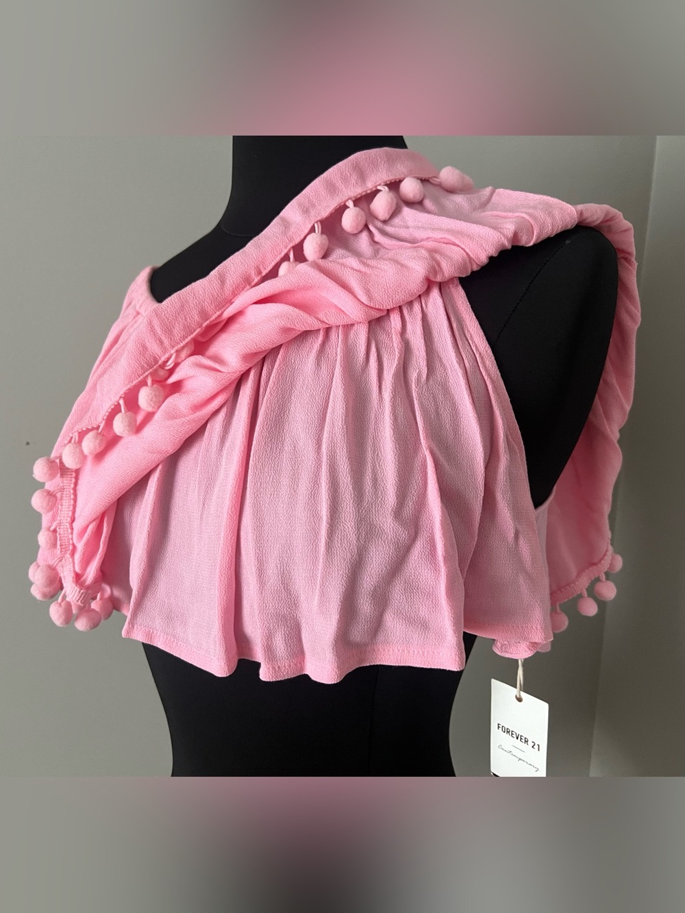 NWT F21 Pink Off-Shoulder Crop Top - Picture 3 of 5